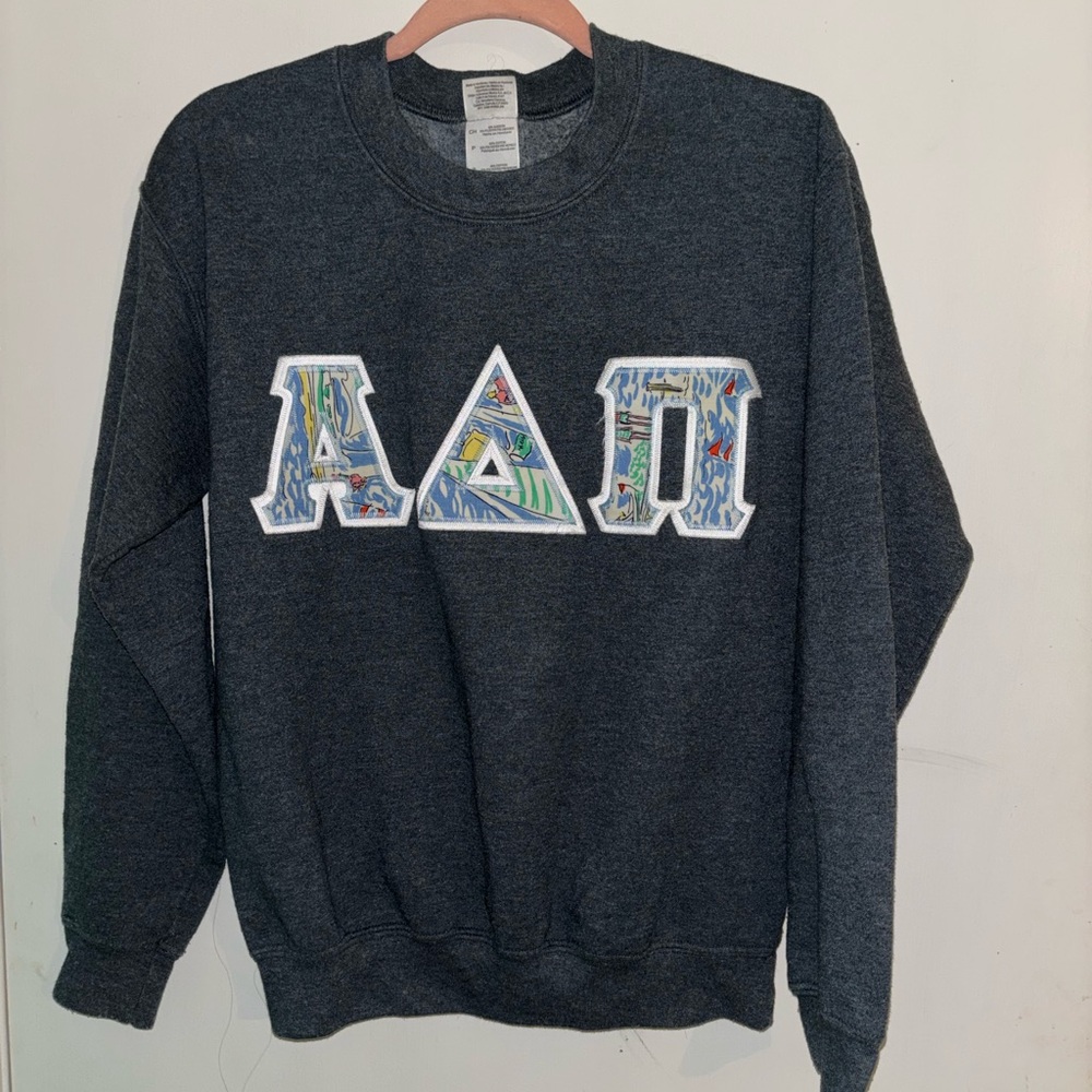ADPi Grey Crewneck Sweatshirt Alpha Delta Pi Greek Letters Size Unisex Small